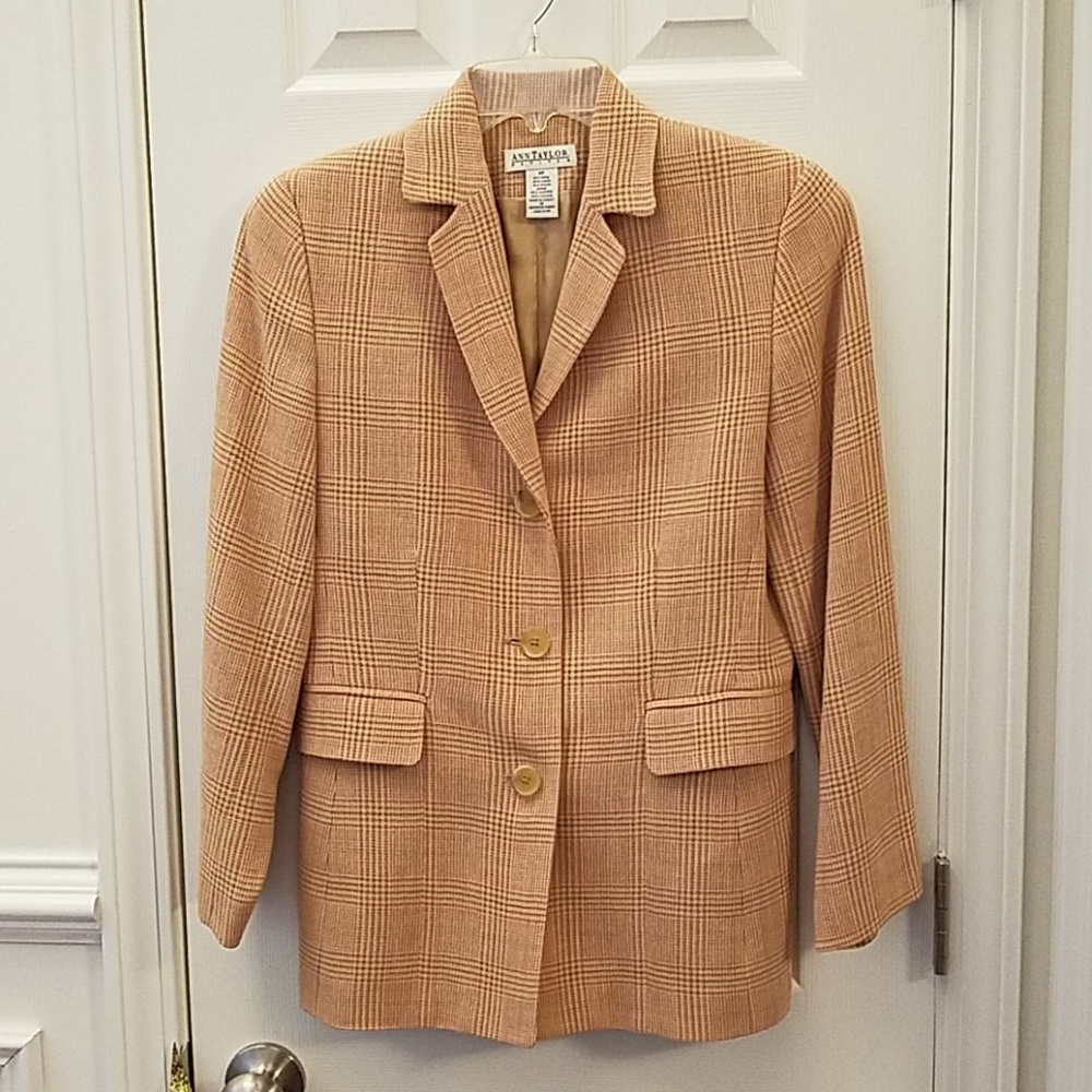 Wool and linen Tan Plaid Blazer